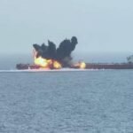 A suspected attack by Yemen’s Houthi rebels sees explosions near ship in Red Sea